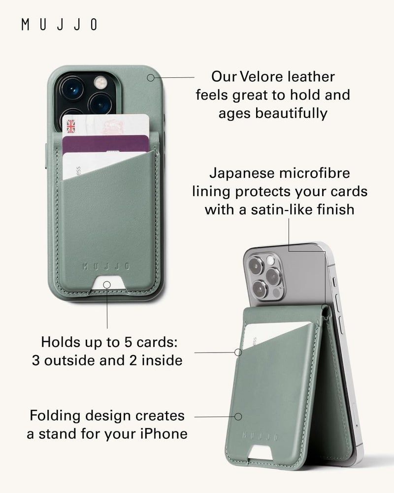 Mujjo Magsafe Compatible Leather Wallet Stand - Monaco Blue - Image 2